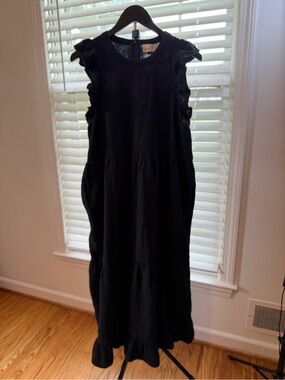 Universal Thread Black Ruffle Sleeve Maxi Dress